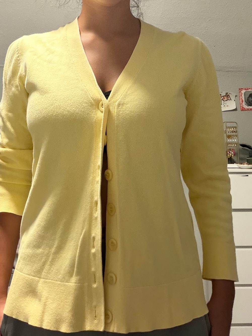 Women's Lightweight V-Neck Button Cardigan Sweater - Butter Yellow